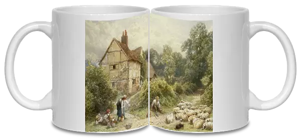 Fowl House Farm, Witley, with Children, a Shepherd and a Flock of Sheep Nearby, (pencil