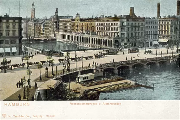 Reesendamm Bridge, Alster River, Hamburg (colour photo)
