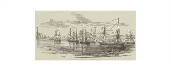 English and French Squadron off Colonia, Plate River (engraving)