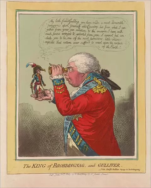 The King of Brobdingnag and Gulliver, pub. 1803 (hand coloured engraving)