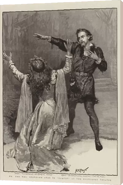 Mr and Mrs Beerbohm Tree in 'Hamlet'at the Haymarket Theatre (engraving)