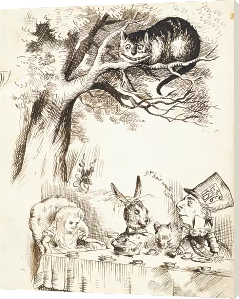Scene from The Mad Hatters Tea Party, c. 1865 (pen and brown ink)
