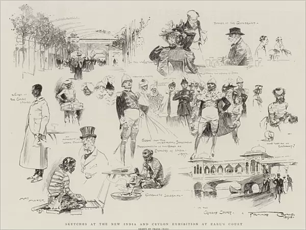 Sketches at the New India and Ceylon Exhibition at Earls Court (litho)