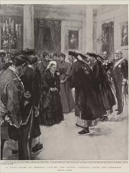 Li Hung Chang at Osborne, leaving the Queens Presence after the Ceremony (litho)