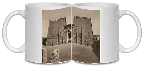 Edfu, General View of the Complete Pylon in Egypt (b  /  w photo)