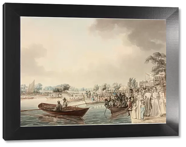 Rowing Match at Richmond, Surrey, (Birthday of the Duke of Clarence) (w  /  c on paper)