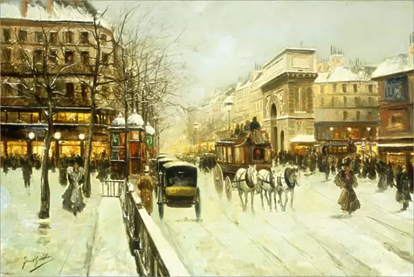Paris Street Scene (oil on canvas)