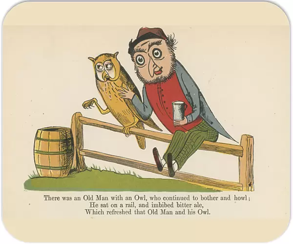 'There was an Old Man with an Owl, who continued to bother and howl', from A Book of Nonsense, published by Frederick Warne and Co. London, c. 1875 (colour litho)
