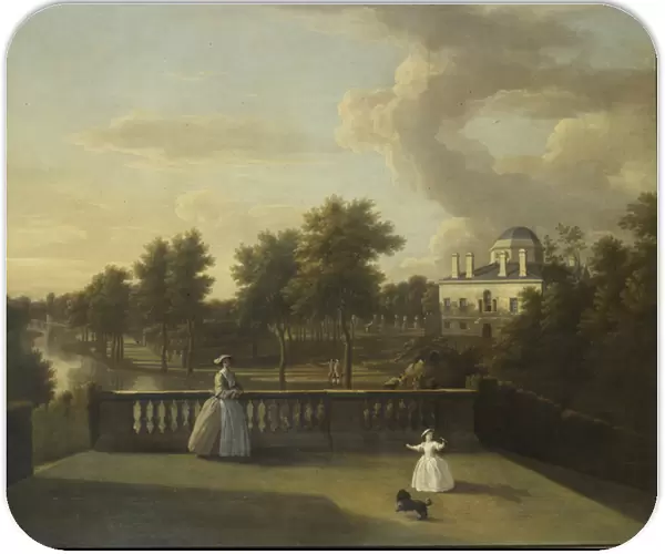 View of Chiswick Villa from a balcony above the Cascade with the lake