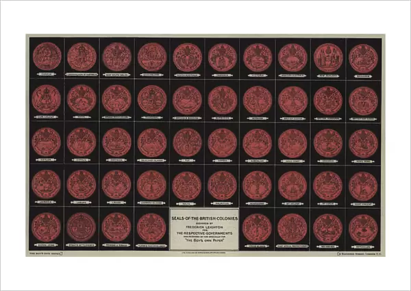 Seals of The British Colonies, designed by Frederick Leighton (colour litho)