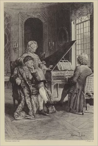Jean-Jacques Rousseau at the harpsichord (gravure)