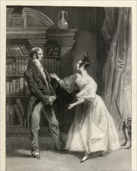 Elizabeth Bennet and Her Father from Pride and Prejudice, 1833 (engraving)
