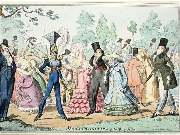 Monstrosities of 1819 & 1820, pub. 1835 (hand coloured engraving)