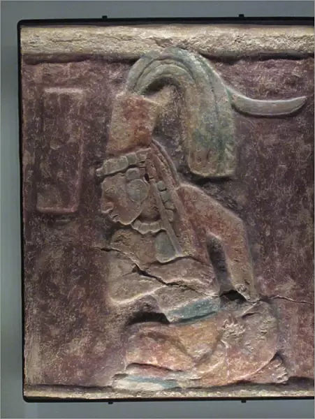 Seated man, El Chicozapote, Usumacinta, Late Classic Period, 600-900 AD (stucco & paint)