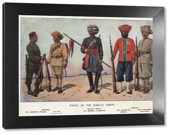Soldiers of the Indian army (colour litho)