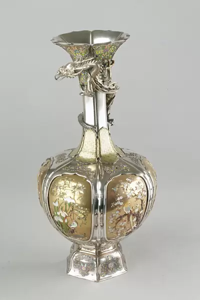 Silver, gilt and enamel shibayama vase, late 19th century (metalwork)