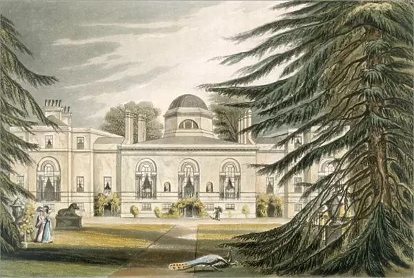 Garden front of Chiswick House (colour engraving)