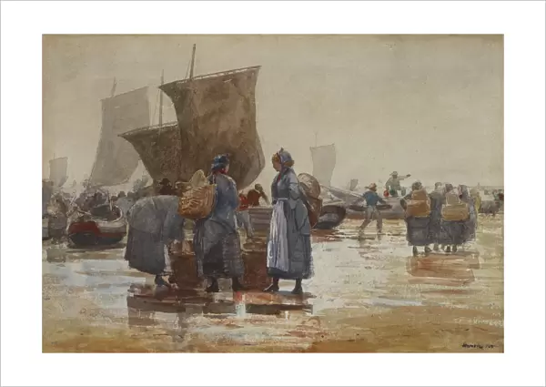 Fisherfolk on the Beach at Cullercoats, 1881 (w  /  c & graphite on wove paper)