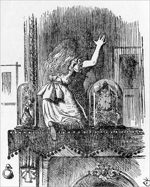 Alice traversing the mirror - in 'Alices adventures in Wonderland