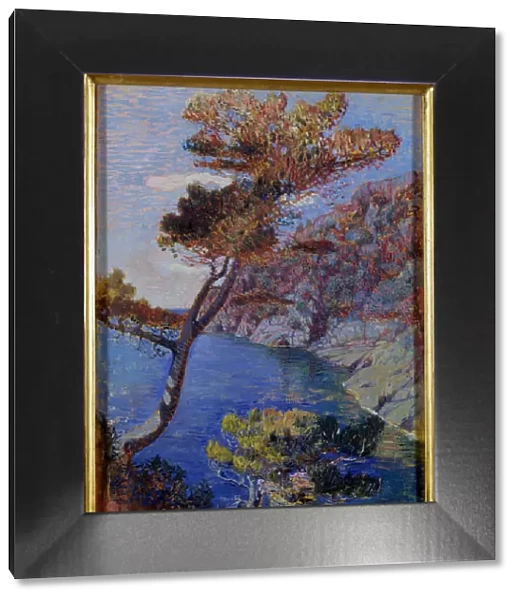 View on Portofino, Italy Painting by Rubaldo Merello (1872-1922) Dim 60x46 cm Genes