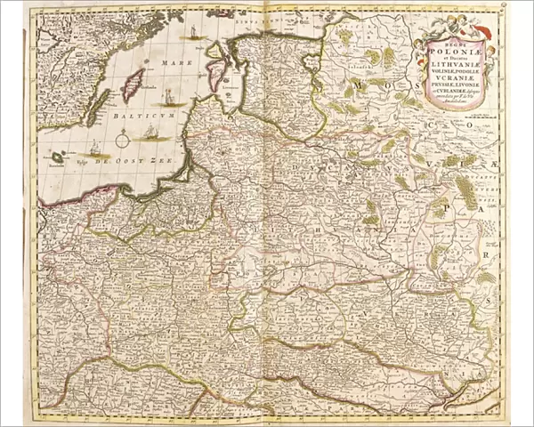 Map of the Kingdom of Poland, Duches of Lithuania and Livonia (Latvia) (Baltic Countries