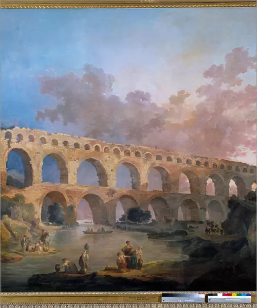 View of the bridge du Gard Painting by Hubert Robert (1733-1808) 18th century Sun