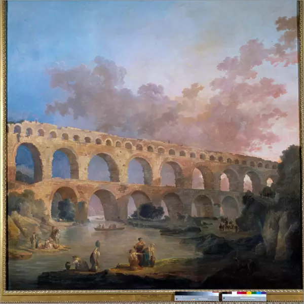 View of the bridge du Gard Painting by Hubert Robert (1733-1808) 18th century Sun