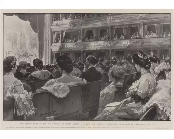 The Opening Night of the Opera Season at Covent Garden, the King and Queen attending the Performance of 'Lohengrin, '8 May (litho)