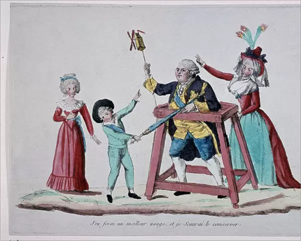 Cartoon on the royal family (Louis XVI and Marie Antoinette with their children