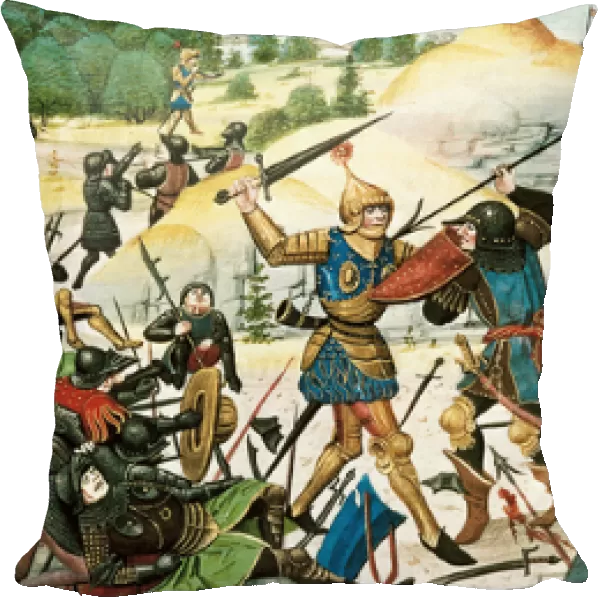 Death of Knight Roland, nephew of Charlemagne, in the battle of Roncesvaux (778