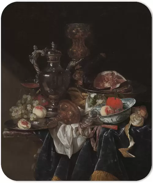 Silver Wine Jug, Ham, and Fruit, c. 1660-1666 (oil on canvas)
