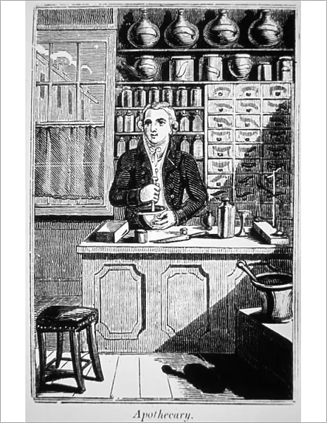 Medicine and the apothecary (litho)