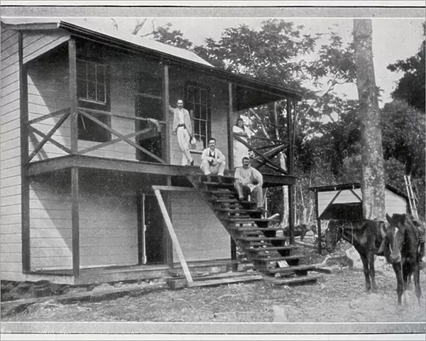 Robert Louis Stevenson and his wife, Fanny, om the verandah of their house at Vailima
