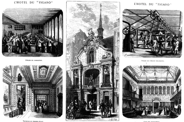 The offices of the Figaro, 26 rue Drouot, Paris, 1874 (engraving)