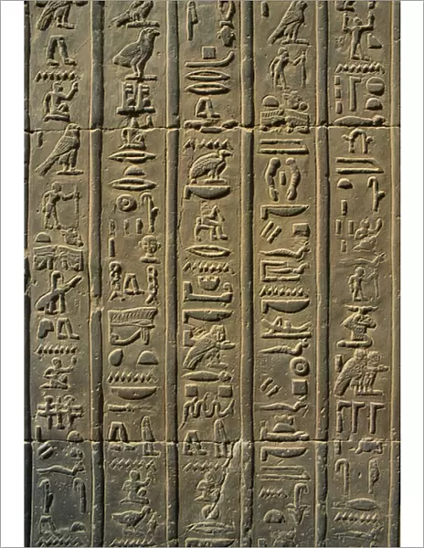 Detail of a relief hieroglyphs (stone)