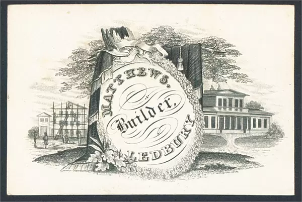 Matthews, builder, trade card (engraving)