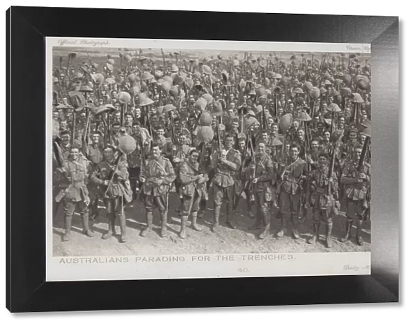 Australians parading for the trenches, 23 July 1916 (b  /  w photo)