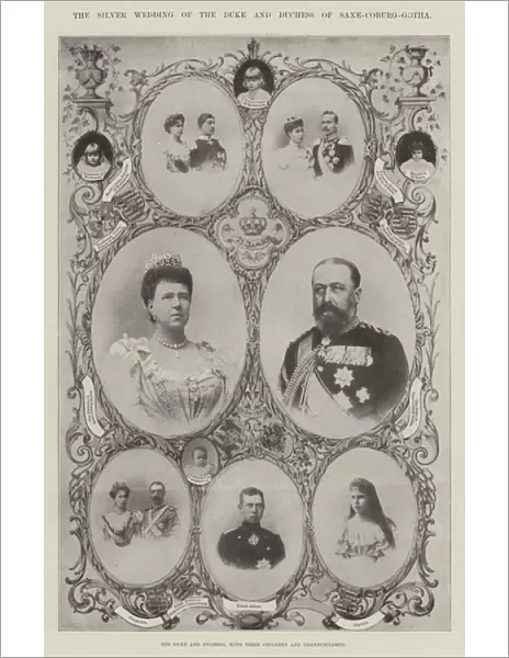 The Duke and Duchess of Saxe-Coburg-Gotha, with their Children and Grandchildren (b  /  w photo)