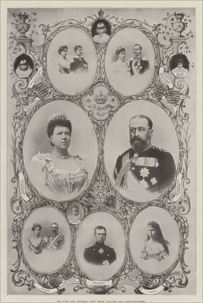 The Duke and Duchess of Saxe-Coburg-Gotha, with their Children and Grandchildren (b  /  w photo)
