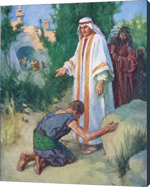 The ten lepers, from The Bible Picture Book published by Thomas Nelson, c. 1950