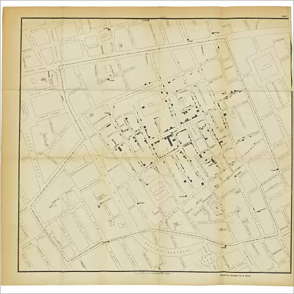 A map from On the Mode of Communication of Cholera, 1855 (litho)