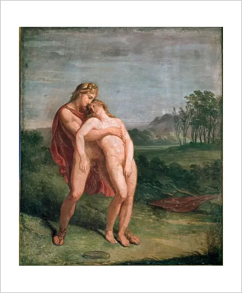 Apollo and Hyacinthos (Hyacinthe) Fresco by Andrea Appiani (1754-1817) Dim