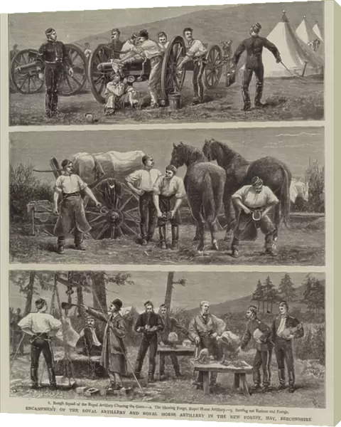 Encampment of the Royal Artillery and Royal Horse Artillery in the New Forest, Hay, Breconshire (engraving)
