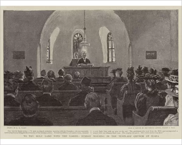 To the Holy Land with the Kaiser, Sunday Morning in the Templars Church at Haifa (litho)