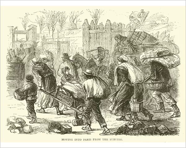 Moving into Paris from the suburbs, December 1870 (engraving)