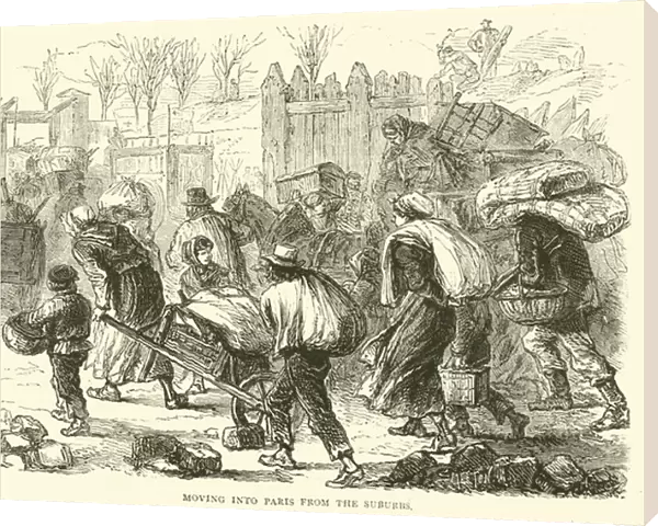 Moving into Paris from the suburbs, December 1870 (engraving)