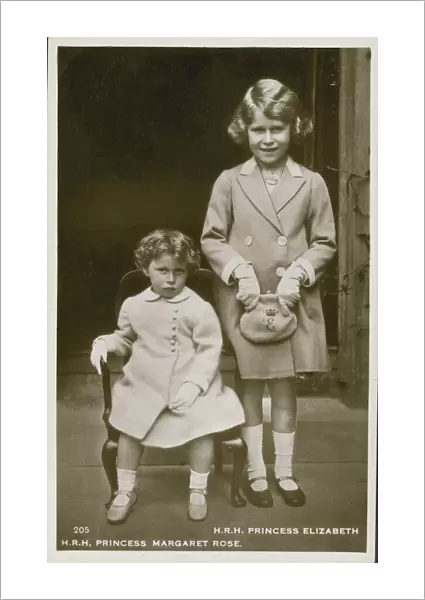 Princess Elizabeth and Princess Margaret (b  /  w photo)