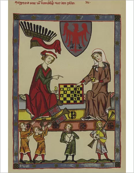 Otto IV, Margrave of Brandenburg and his wife, Hedwig of Holstein (colour litho)