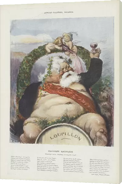 Armand Fallieres, winemaker. Illustration for Le Rire (colour litho)
