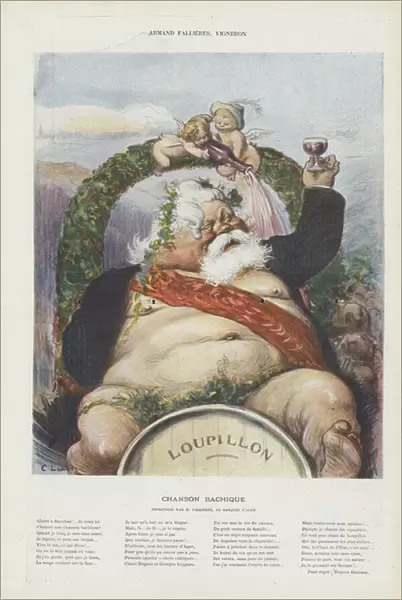 Armand Fallieres, winemaker. Illustration for Le Rire (colour litho)